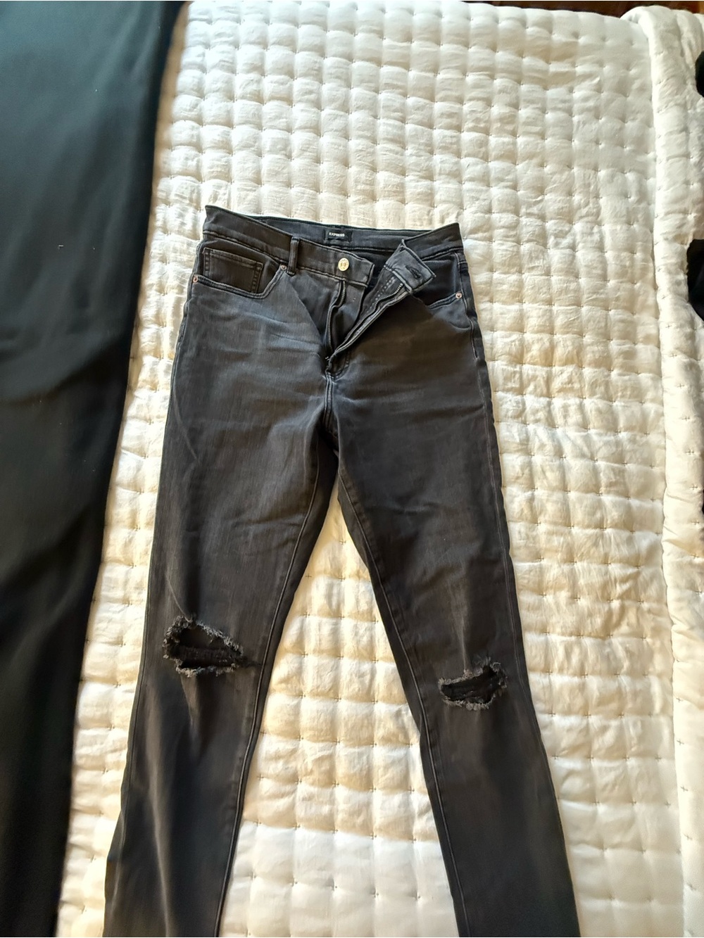 Express Black Distressed Skinny Jeans